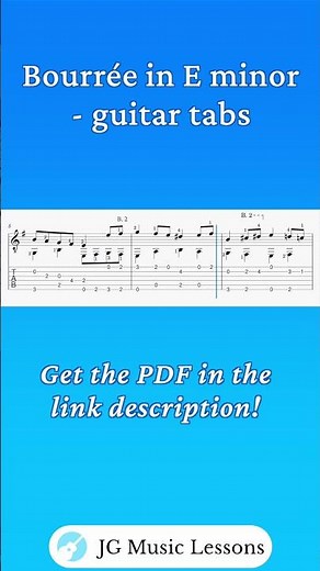 Bourrée in E minor by Bach with guitar tabs 🎸 #guitartutorial #guitar #music