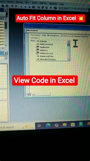 Auto Fit Column in Excel using View Code। #excel #autofit #exceltricks #vba #excelvba #shorts #viral