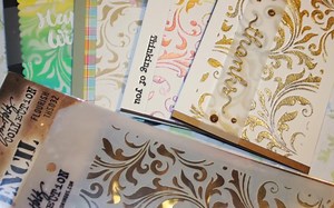 【卡片教程】Tim holtz遮蔽板快速制作四张卡片教程