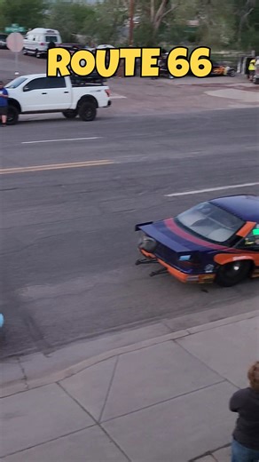 Drag Cars Cruising Route 66 in Seligman Arizona | Route 66 Road Relics