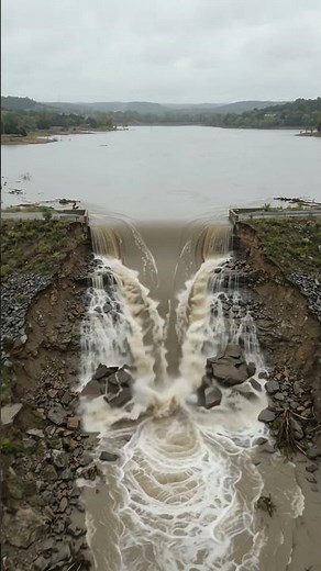 Lake Delhi Dam Failure Simulation | USA, 2010｜Extreme Rainfall→Overtop｜4K