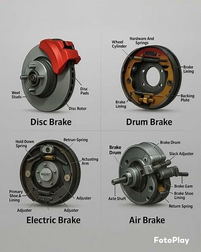Types of Brake #brake #brakeparts #brake#brakerepair #drumbrakes #hydrulicpress #airbrake #discbrake