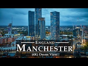 Manchester City, England 🇬🇧 Drone [4K UHD] | Stunning Man City Skyline Night - Manchester Stadium