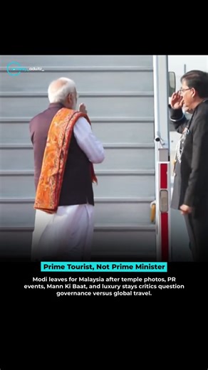 ADULT TIME | MEMES on Instagram: "Prime Minister Narendra Modi has departed for Malaysia, reigniting criticism over what many call a “tour-heavy” leadership style. Detractors argue that his pattern remains unchanged—brief visits to India marked by temple photo-ops, Mann Ki Baat addresses, carefully curated PR events, and luxurious stays—followed by another foreign trip. Critics question whether this approach prioritizes image-building over addressing pressing domestic issues like unemployment, i