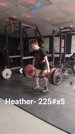 Heather- 225# Hex Bar for 5 reps #deadlift