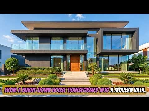Building a luxury villa from a burnt-down house | Time-lapse video and tour of the house