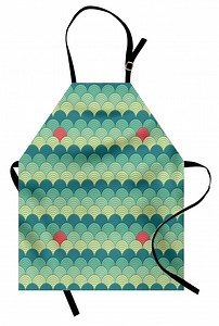 Abstract Apron, Half Circles and Spiral Lines Ocean Waves Inspired Simplistic Pastel Color Design, Unisex Kitchen Bib with Adjustable Neck for Cooking Gardening, Adult Size, Multicolor, by Ambesonne