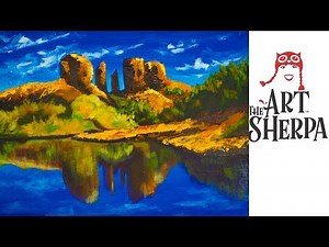 Learn to paint with Acrylic A Desert Landscape with Reflection Pallet knife | TheArtSherpa