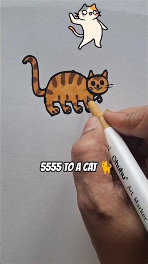 Cat drawing with number 5555!! #numberdrawing #viralshort