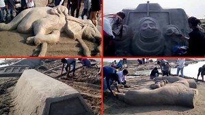 Varanasi: Banks of the Ganga turn a giant canvas for sand artists | The Times of India