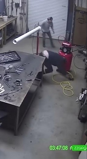 Air Compressor Explosion Caught on Garage Cam