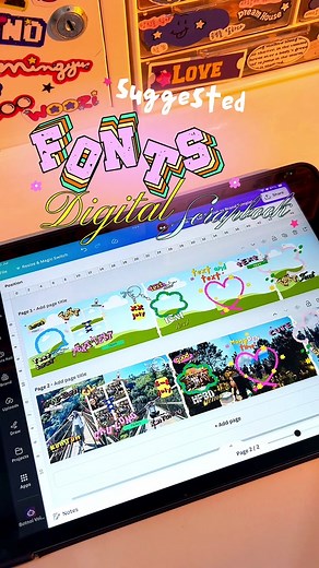 Let's save Free fonts for your digital scrapbook 🩷 #canva #digitalscrapbook #scrapbook #canvatemplate #learnontiktok #metub #navihuynhh #canvadesign