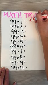 Cool multiplication trick (99) Check out this cool math trick multiplying by 99 This original video was produced by Network Media LLC and Olivia | My Puzzling Life