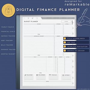 Remarkable Finance Planner | Digital Budget, Debt Payoff, Savings & Bills PDF - Etsy