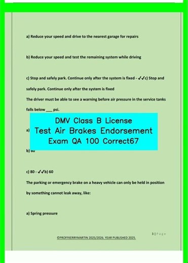 DMV Class B License Test Air Brakes Endorsement Exam QA 100 Correct67 video