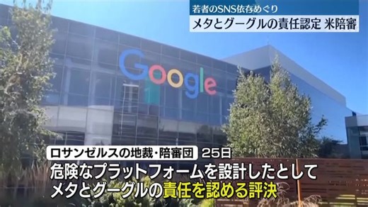 若者のSNS依存めぐり…メタとグーグルの責任認定　米陪審（日テレNEWS NNN）