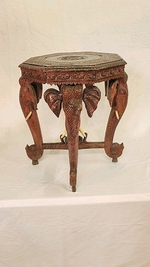 Carved Burmese Side Table Elephant Legs Burma 1880 #burmese #burmeseantiques #myanmar #Canonburyantiques #burmesetable #antiques | Canonbury Antiques