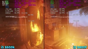 I5 9400F vs I5 8600K test in 8 games