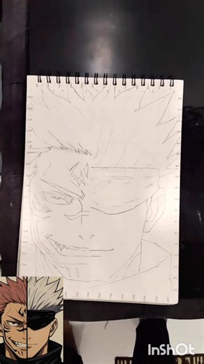 Anime split face #drawing #Sukuna and #Gojo ✍️🖋️💪😈💀🔥