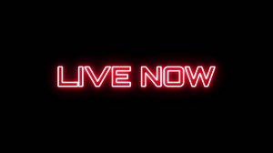 live now Neon text typography animation 4k