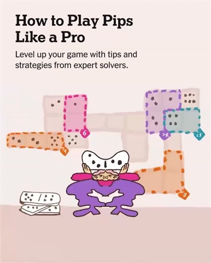 The New York Times Games on Instagram: "The goal of Pips, our new game, is to place dominoes on a board to satisfy a set of numerical conditions. We’ve got insider tips to help you solve Easy and Medium puzzles — all in record time. Head to the link in bio to read them. 🎨: @darren.shaddick"