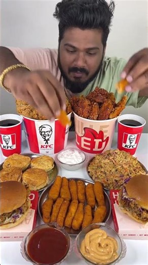 KFC FULL MENU EATING CHALLENGE😱 CRISPY FRIED CHICKEN,BURGER,CHEESE STICK,KOREAN WINGS MUKBANG🔥