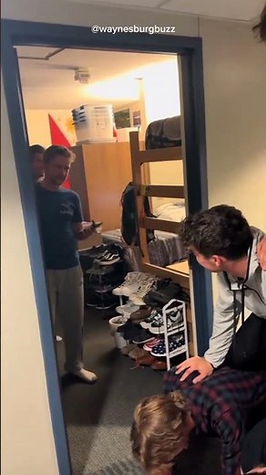 This group of students participated in a pyramid-shaped human pyramid challenge.