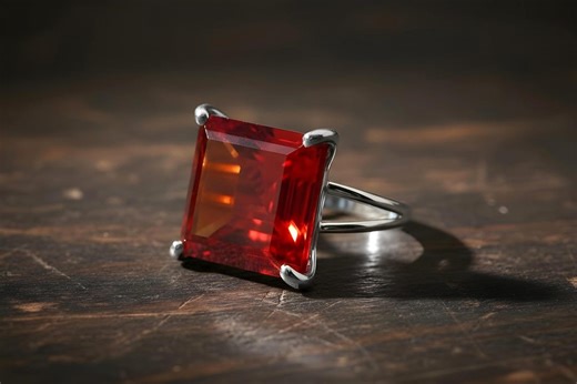 Ruby Ring · July Birthstone Ring · Silver Square Cut Ruby Ring · 925 Sterling Silver Ruby Ring - Etsy