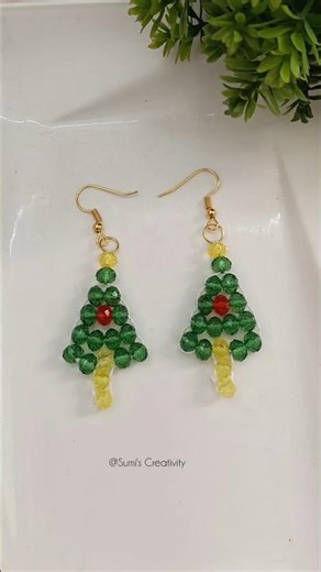 Making Mini Christmas Tree Earrings🎄#diy #earringsdesign #earrings #diyjewelry #diyearrings #shorts