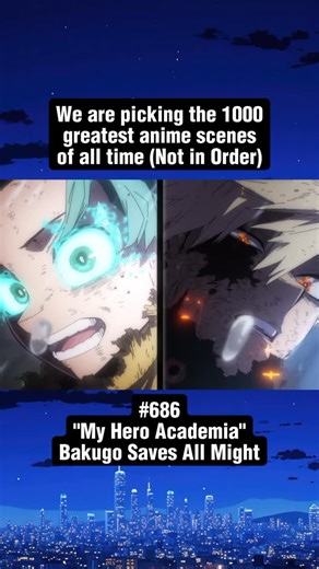 Top 1000 Anime Scenes on Instagram: "⬇️ (SPOILER) Anime Info Below ⬇️ 🎬The 1000 Greatest Anime Scenes of All Time! ————————— ⭐️ Anime - “My Hero Academia” 🌟 Episode - “Final Season - Ep 3” 💥 Scene - “Bakugo Saves All Might” 👉 Plot - In a world where almost everyone has superpowers called Quirks, a powerless but kind-hearted kid named Izuku Midoriya inherits the world’s greatest hero’s ability and trains to become a true hero while facing growing threats. —————————