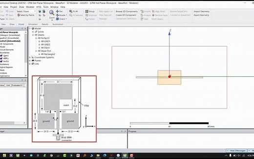 Antenna | CPW-Fed Planar Monopole Antenna - How to assign Wave Port or Lumped Po