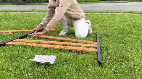 "NAIZEA Air Conditioner Fence, Pool Equipment Enclosure, Trash Can Enclosure, Metal Stake Wood Fence Panel 38"" W x 60"" H"