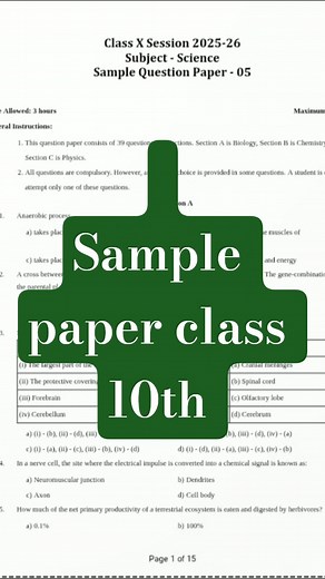 Sample paper Class 10th #Cbse