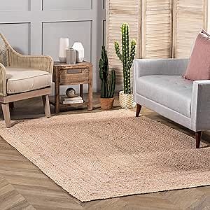 NuLOOM Hand Braided Otelia Denim And Jute Clearance Area Rug, 8' x 10', Beige