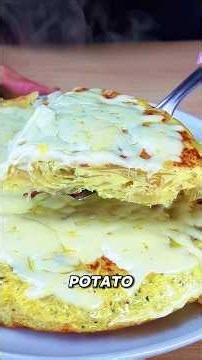 How to make potato omelet with mushrooms and cheese in a skillet at home step by step 🍳 #foodshorts