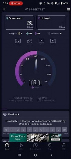 kinetic by Windstream home Internet speed test aka Uniti