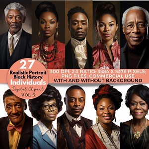 Black History Portraits: African American Art, Famous People Clipart (digital Download Pngs) - Etsy