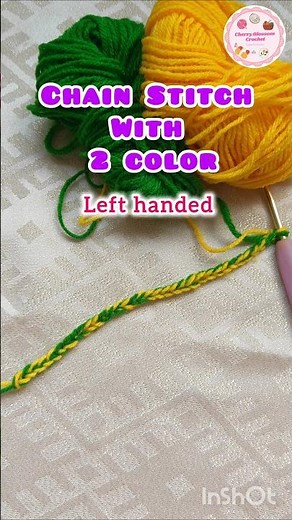 How to Crochet a Two-Color Chain Stitch | Left Handed Easy Tutorial #shorts #crocheting #crochet