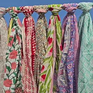 Hand Block Print Cotton Sarong: Colorful Beach Wrap Pareo - Etsy