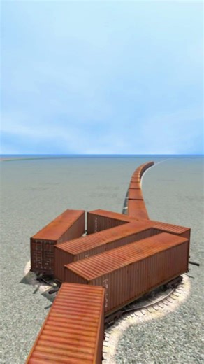 Dangerous Train Crossing On Giant Circle Bumpy Tracks 🔥😎 BeamNG.Drive – Train simulator #shorts