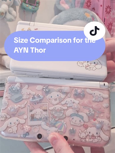 Svarer @mauramae Here's a size comparison between the AYN Thor, and other handhelds!🌸 #aynthor #nintendo #fyp #cutegaming