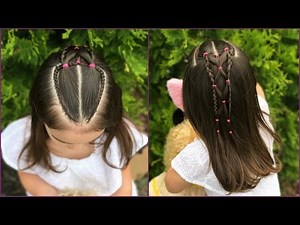 Peinado con doble coleta y trenzas con ligas para niñas|Peinados niñas y rapidos para niñas|LPH
