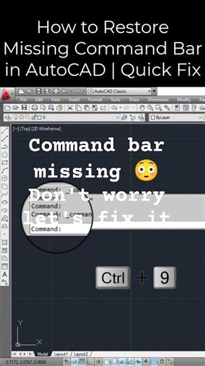How to restore missing command bar in Autocad . #autocad #autocadtutorial #commandbar #quickfixes
