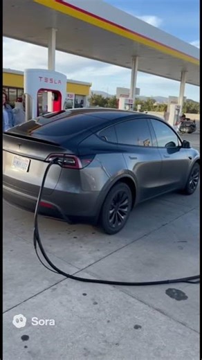 Tesla Moves While Charging — Cable Snaps!⚡ #Tesla #CarFail #EV #CCTVFootage #viralclips #teslaceo