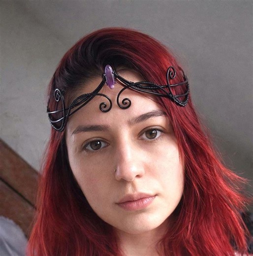 Handmade Black Wire Amethyst Tiara, Gothic Elven Crown Headpiece, Fantasy Wedding Accessory - Etsy