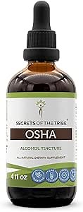Secrets of the Tribe OSHA Tincture Alcohol Extract, Responsibly farmed OSHA (Ligusticum porteri) Dried Root 4 OZ