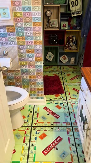 What used to be a boring “sitting room” (or glorified hallway space) outside of my kid’s bedrooms is being transformed into a game room. All inspired by the Monopoly themed bathroom that started the creative process to begin with. Follow along as I add the built in bench seating and next tackle the oversized Nintendo Switch TV. What changes would you make if you had this space for a game room? #diy #diyproject #Monopolybathroom #gameroom #gameroomideas #nintendo