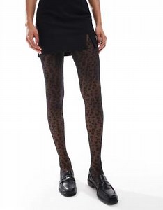 ASOS DESIGN black on black leopard tights | ASOS