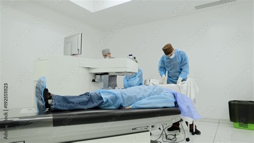 Patient undergoing eye laser surgery for vision correction, medical procedure in modern ophthalmology clinic