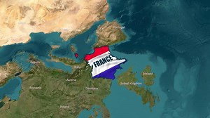 Download France Map with Animated Flag Overlay on Europe and North Africa Satellite View for free